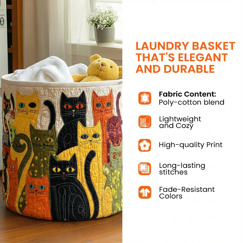 Cat Quilted Laundry Basket NCU0QN031