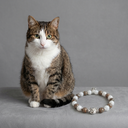 Custom Brown Tabby White Cat Bracelet