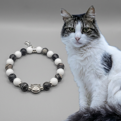 Custom Gray Tabby White Cat Bracelet