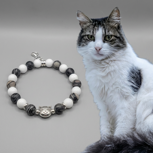 Custom Gray Tabby White Cat Bracelet