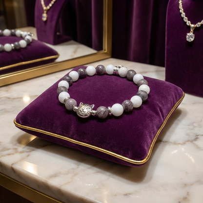 Custom Gray White Cat Bracelet