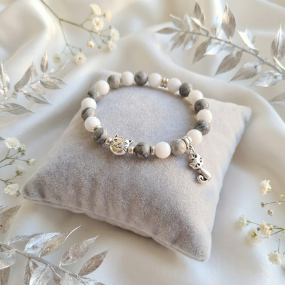 Custom Light Gray Tabby White Cat Bracelet