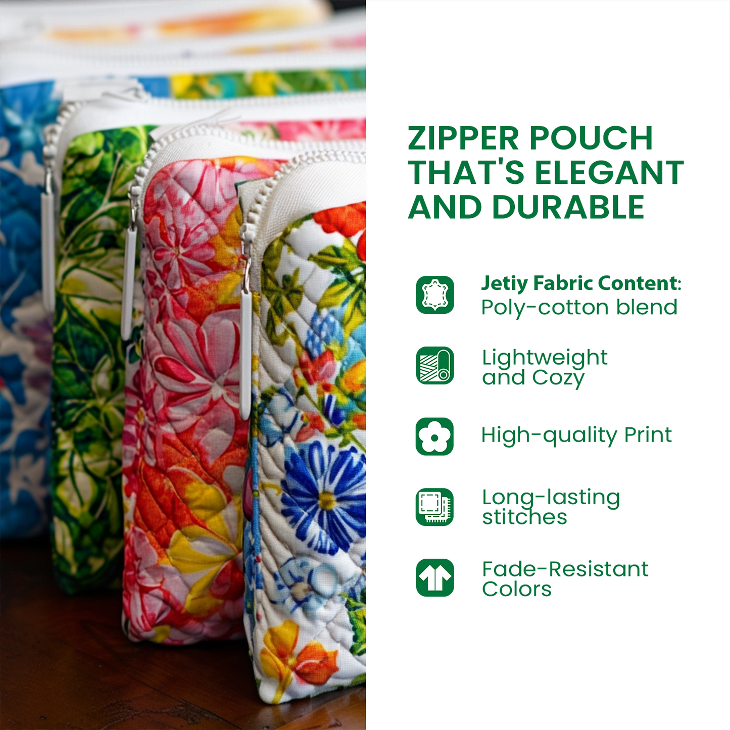 Moonlit Meow Quilted Zipper Pouch