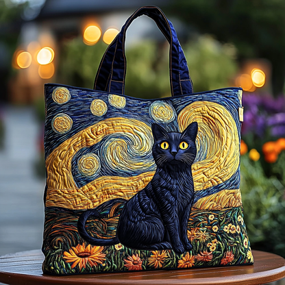 Cat Night Quilted Tote Bag