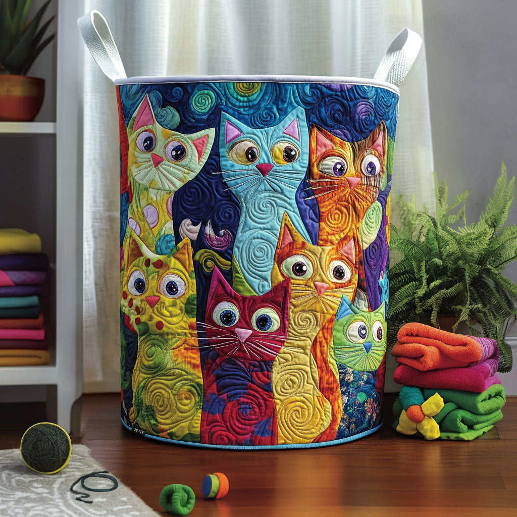 Cat Quilted Laundry Basket NCU0QN031