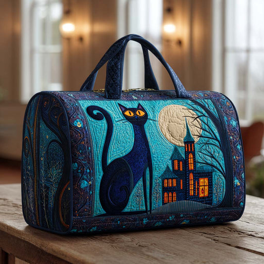 Midnight Cats Quilted Duffle Bag