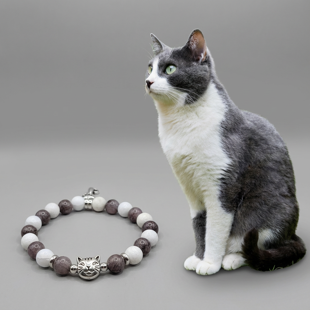 Custom Gray White Cat Bracelet