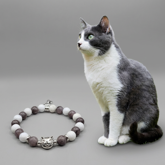 Custom Gray White Cat Bracelet