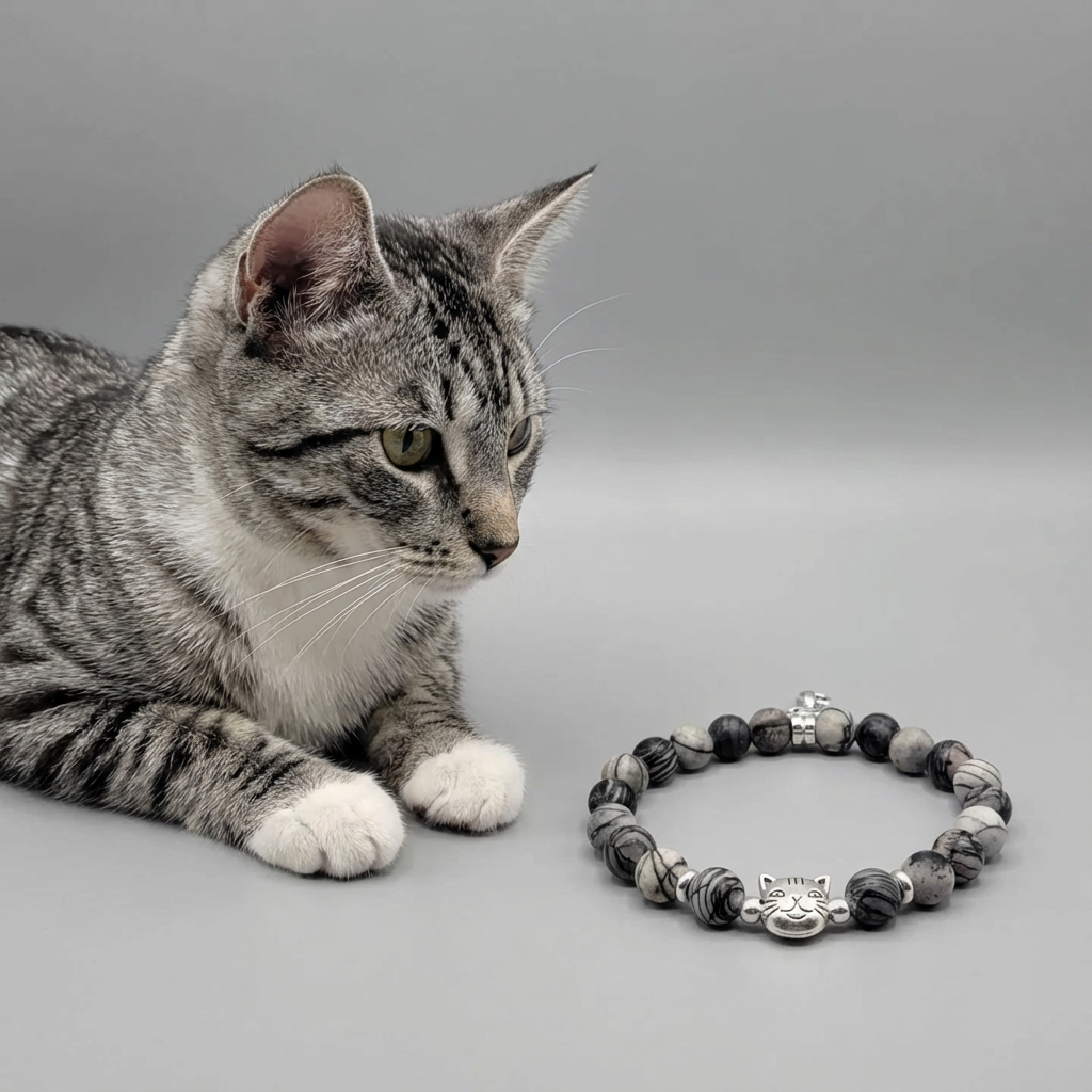 Custom Gray Tabby Cat Bracelet