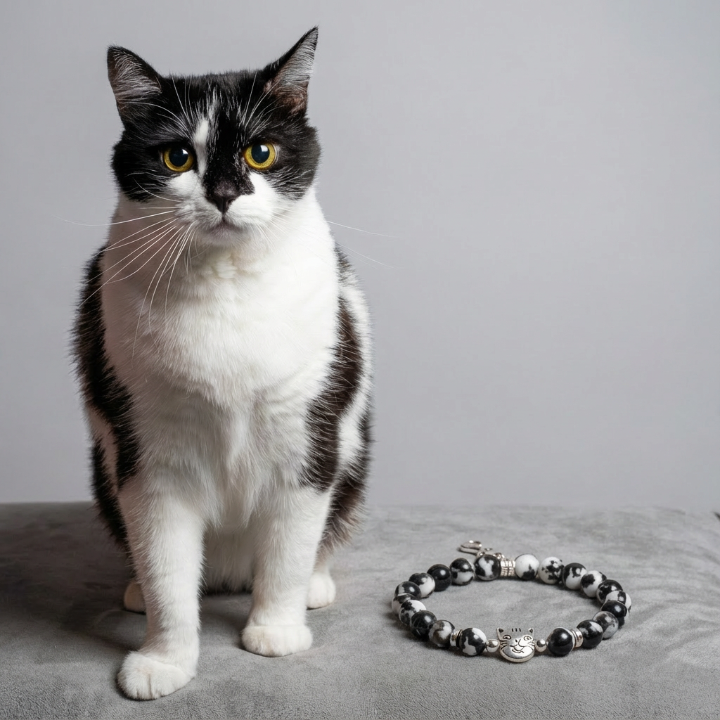 Custom Black and White Cat Bracelet