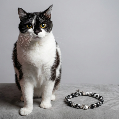 Custom Black and White Cat Bracelet