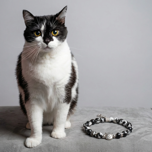 Custom Black and White Cat Bracelet