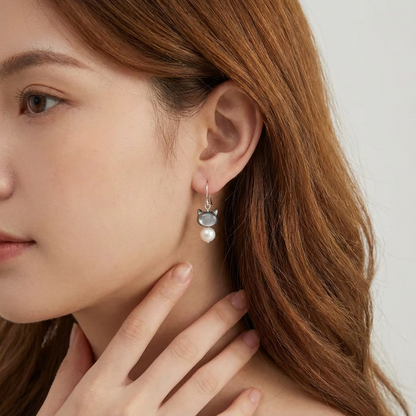 Purr-fect Pearl Dangle Earrings