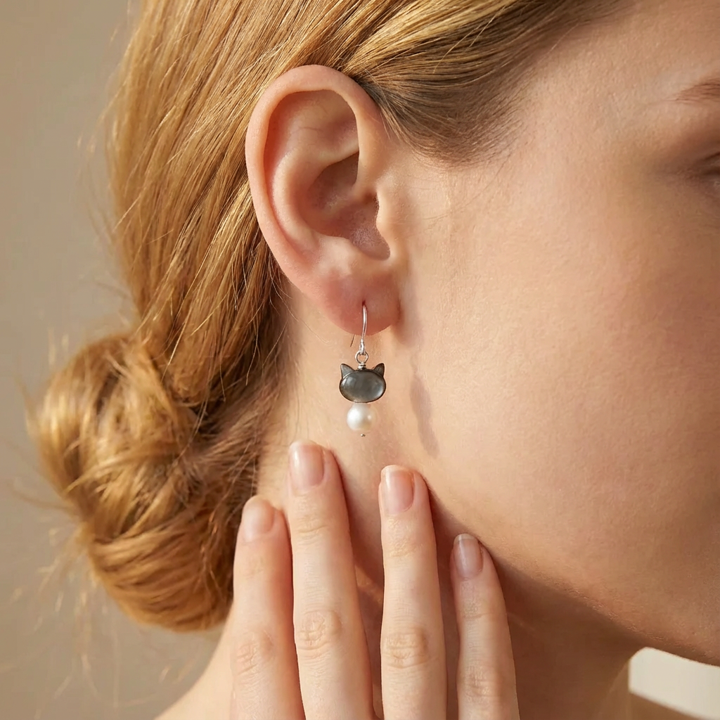 Purr-fect Pearl Dangle Earrings