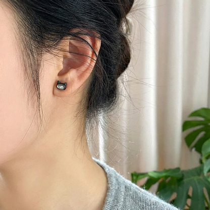 Luna & Shadow Cat Stud Earrings - Natural Mother of Pearl
