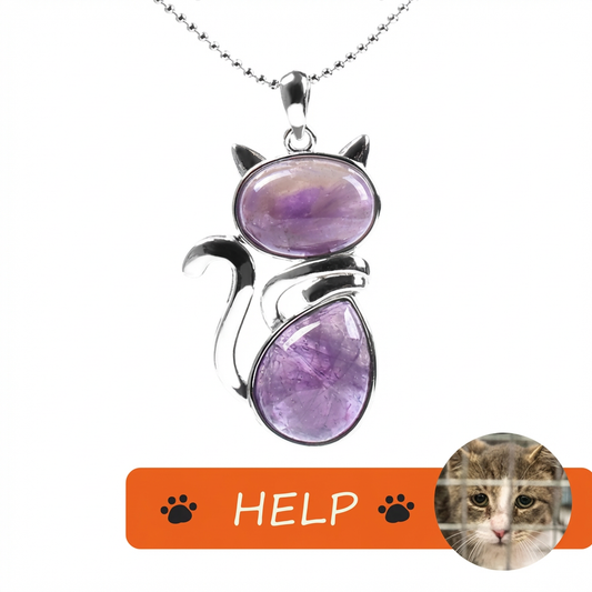 The Rescue Heart Cat Pendant – Amethyst