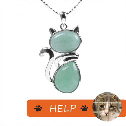 The Rescue Heart Cat Pendant-Green Aventurine