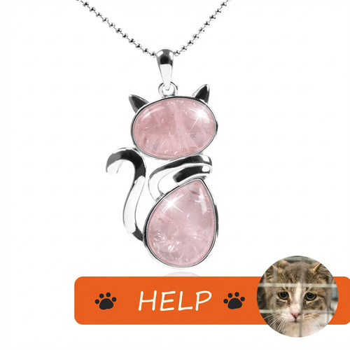 The Rescue Heart Cat Pendant – Rose Quartz