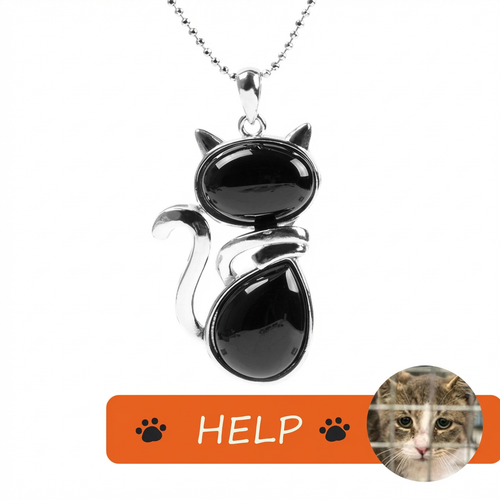 The Rescue Heart Cat Pendant – Black Onyx
