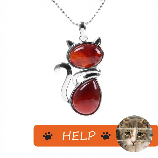 The Rescue Heart Cat Pendant – Red Agate