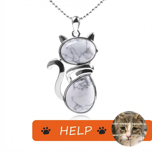 The Rescue Heart Cat Pendant – White Turquoise