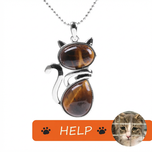 The Rescue Heart Cat Pendant – Tiger Eye