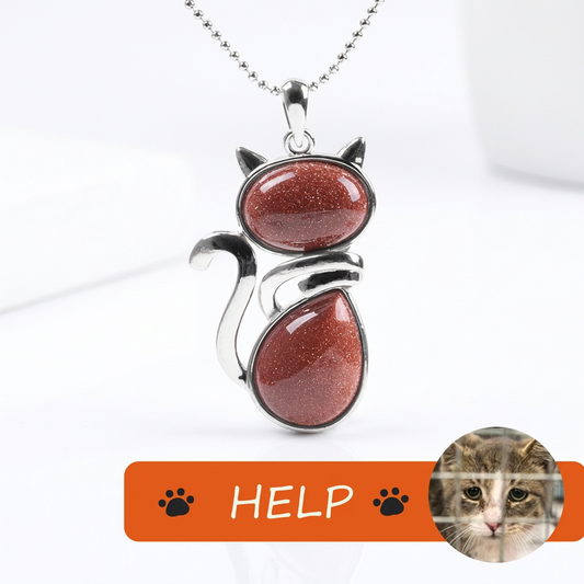 The Rescue Heart Cat Pendant – Brown Sand