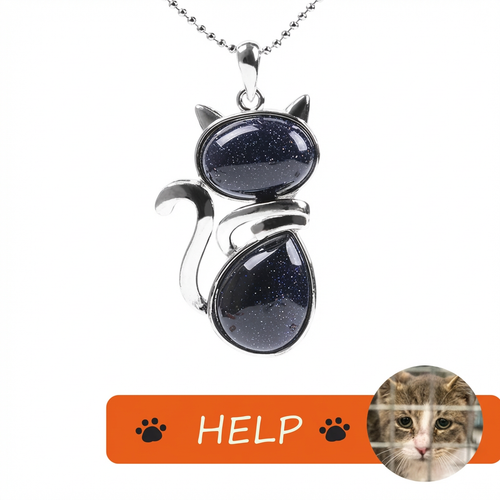 The Rescue Heart Cat Pendant – Blue Sandstone