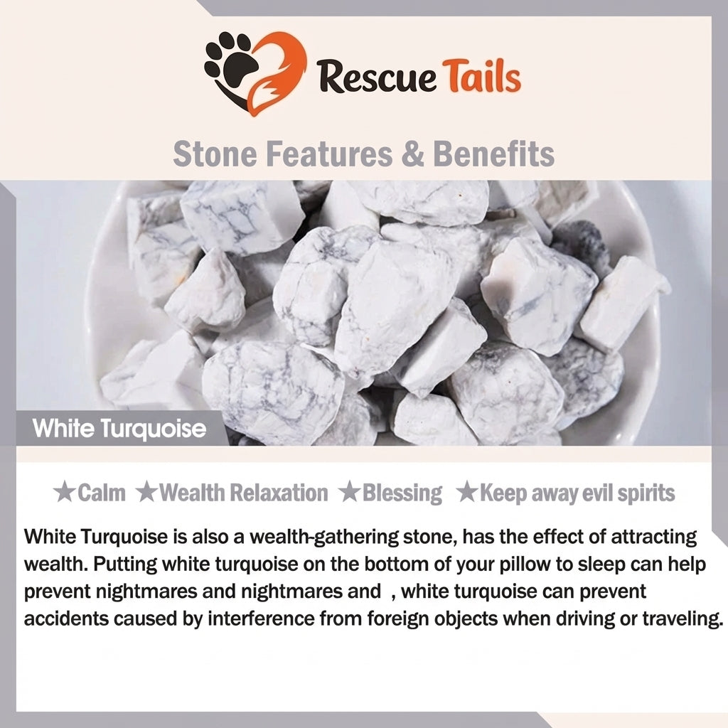 The Rescue Heart Cat Pendant – White Turquoise