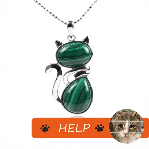 The Rescue Heart Cat Pendant – Malachite