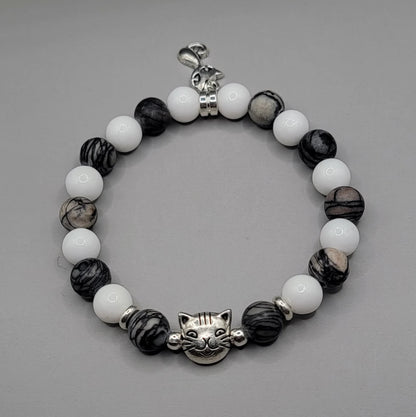 Custom Gray Tabby White Cat Bracelet